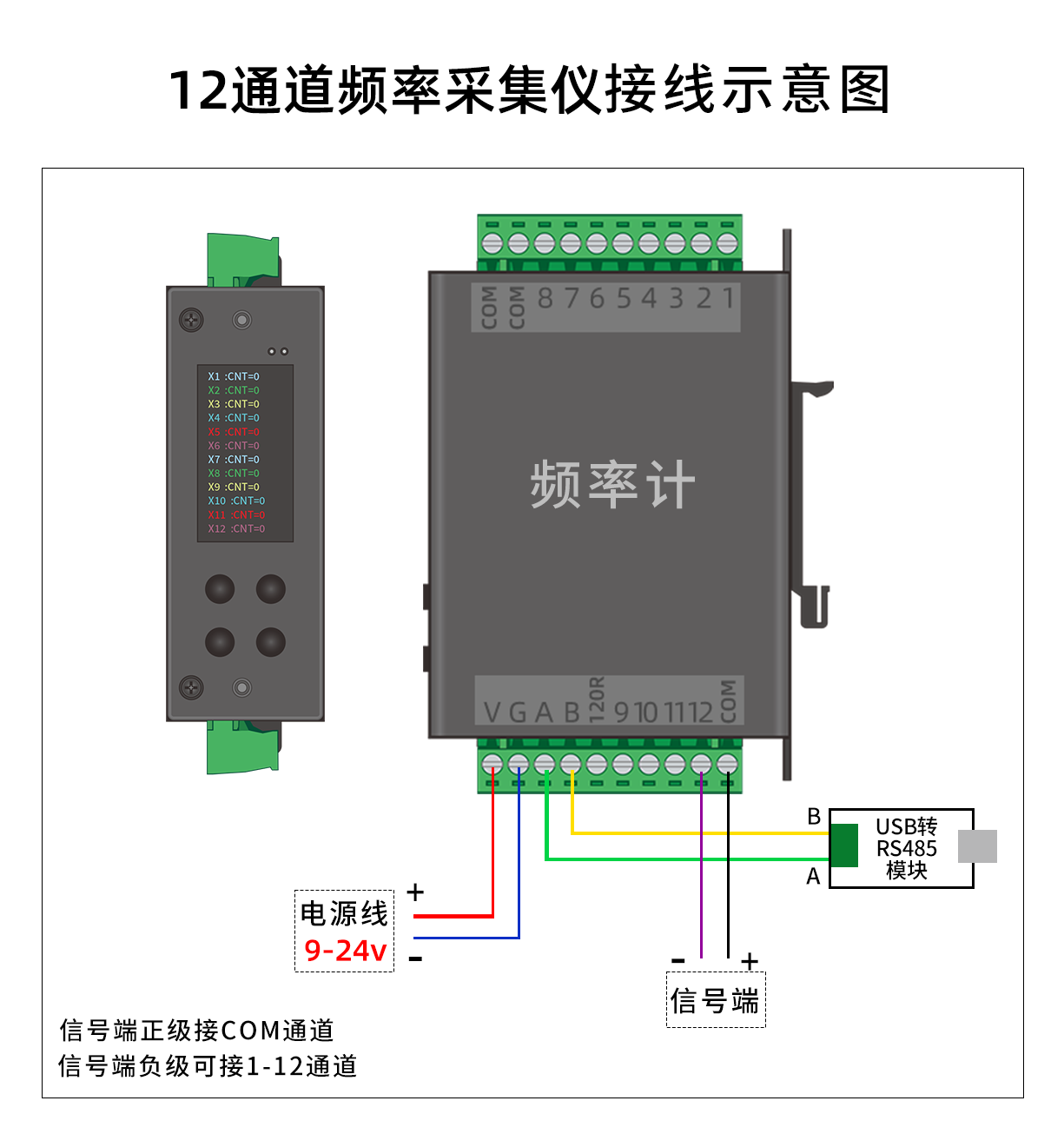 12通道频率采集仪接线示意图