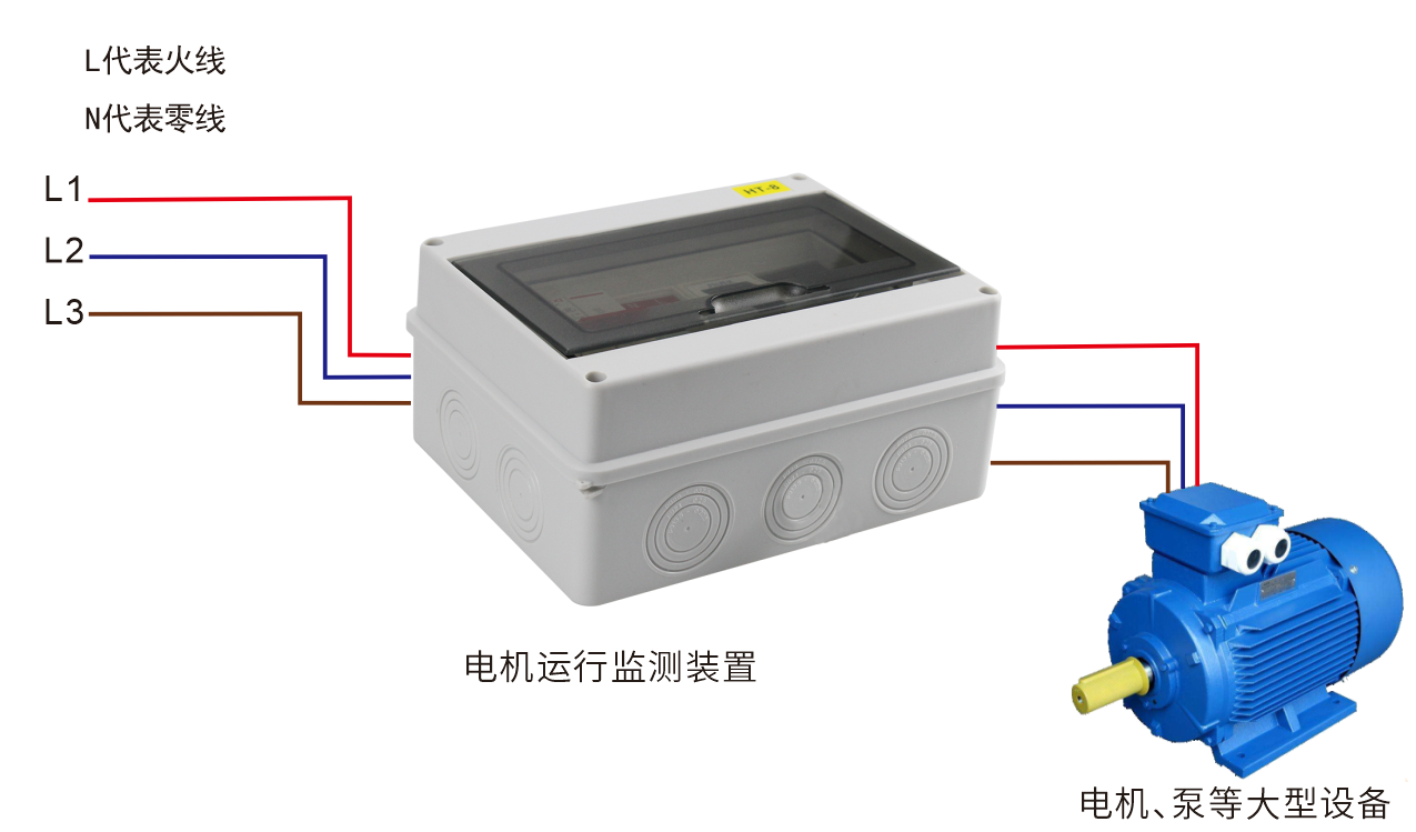 料塔电机运行监测装置接线示意