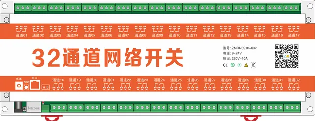 ZMRN Q系列32通道网络继电器控制器产品面板