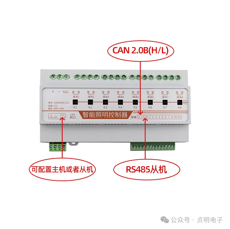 ZMRN0808-QC8 CAN与双RS485接口位置