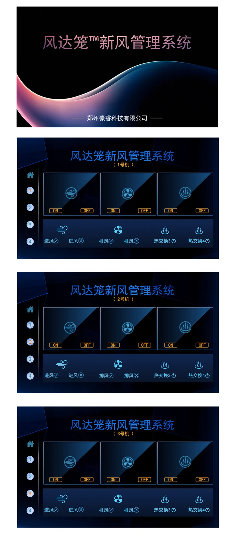 按机器分组和工作需求组织的触摸屏场景控制界面