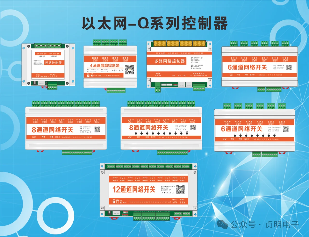 贞明电子以太网Q系列网络控制器产品组合