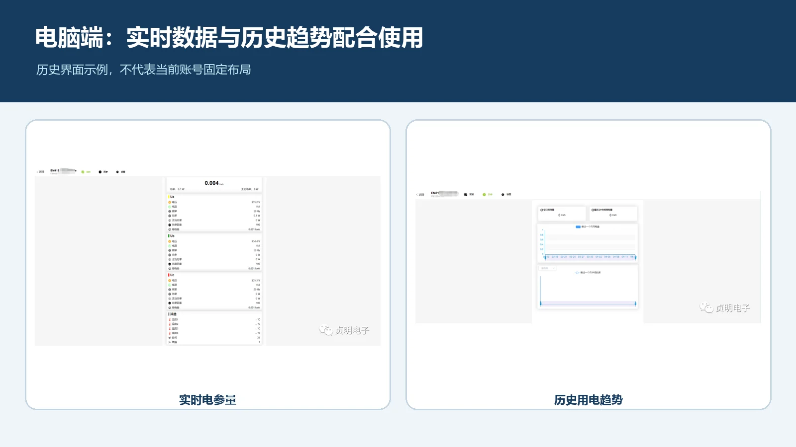 三相4G电表电脑端实时与历史数据